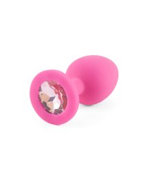 Маленькая силиконовая пробка розовая с розовым кристаллом