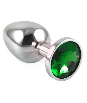 Маленькая металлическая пробка Пикантные штучки с зелёным кристаллом