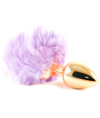 Маленькая золотистая пробка Пикантные штучки с пушистым фиолетовым хвостиком