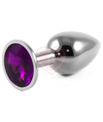 Серая металлическая маленькая пробочка с фиолетовым кристаллом