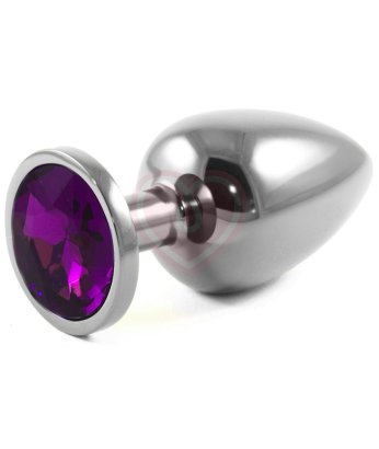 Серая металлическая большая пробочка с фиолетовым кристаллом