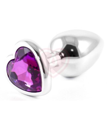 Металлическая маленькая пробочка с фиолетовым кристаллом сердечком