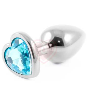 Металлическая маленькая пробочка с голубым кристаллом сердечком