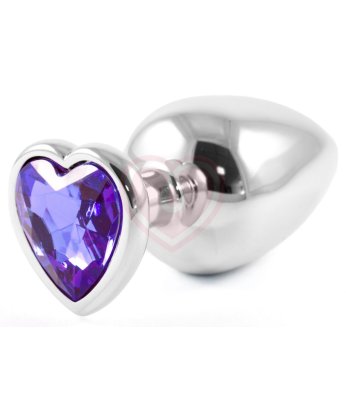 Металлическая большая пробочка с фиолетовым кристаллом сердечком