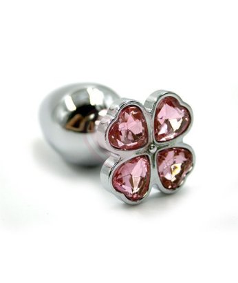 Алюминиевая анальная пробка с розовым кристаллом цветок