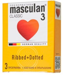 Презервативы с колечками и пупырышками Masculan Classic Dotty and Ribbed 3 шт
