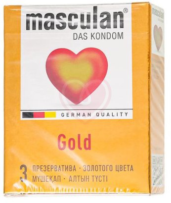 Презервативы золотого цвета Masculan Ultra 5 Gold с ароматом ванили 3 шт
