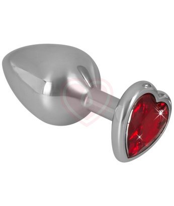 Анальная пробка с красным кристаллом в форме сердца