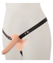 Гладкий двухсторонний страпон с вибрацией на ремешках Vibrating Double Strap-On