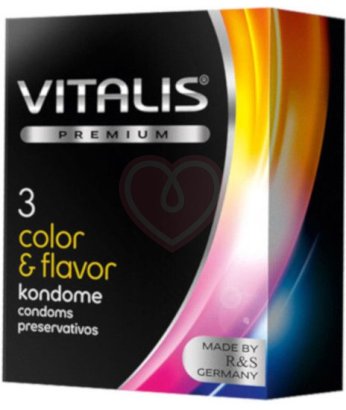 Разноцветные ароматизированные презервативы Vitalis Premium Color & Flavor 3 шт