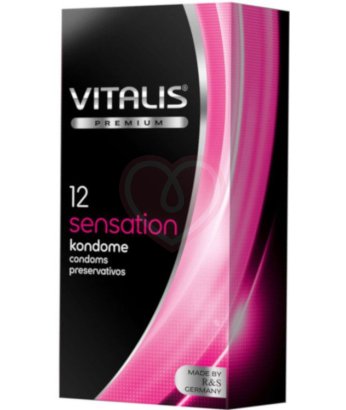 Розовые презервативы Vitalis Premium Sensation с кольцами и пупырышками 12 шт