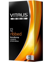 Ребристые презервативы Vitalis Premium Ribbed 12 шт