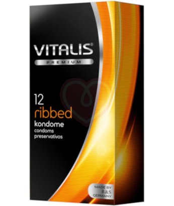Ребристые презервативы Vitalis Premium Ribbed 12 шт