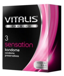 Розовые презервативы с кольцами и пупырышками Vitalis Premium Sensation 3 шт