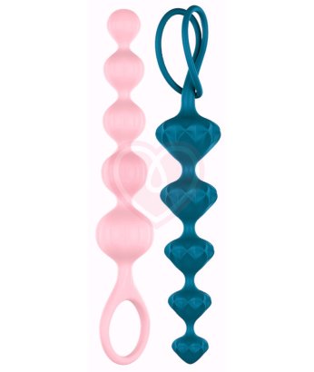 Набор из 2 анальных цепочек Satisfyer Beads голубая и розовая