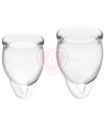 Набор из 2 менструальных чаш с петелькой Satisfyer прозрачный