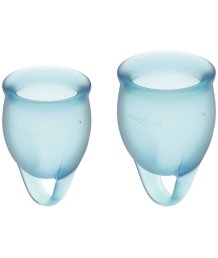 Набор из 2 менструальных чаш с петелькой Satisfyer голубой