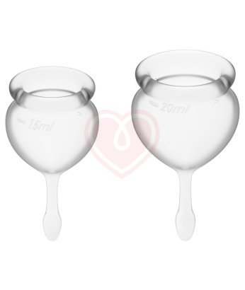 Набор из 2 менструальных чаш с кончиком-капелькой Satisfyer прозрачный