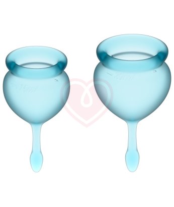 Набор из 2 менструальных чаш с кончиком-капелькой Satisfyer голубой