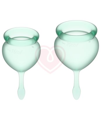 Набор из 2 менструальных чаш с кончиком-капелькой Satisfyer светло-зелёный
