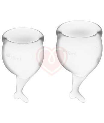 Набор из 2 менструальных чаш с хвостиком Satisfyer прозрачный