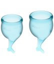 Набор из 2 менструальных чаш с хвостиком Satisfyer голубой