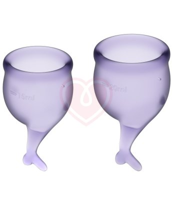 Набор из 2 менструальных чаш с хвостиком Satisfyer фиолетовый