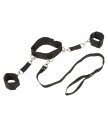 Ошейник с поводком и съемными наручниками Bondage Collections Collar And Wristbands One Size черный