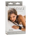 Ошейник с поводком и съемными наручниками Bondage Collections Collar And Wristbands Plus Size черный