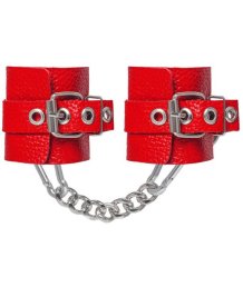 Красные наручники из мягкой кожи Crazy Handmade