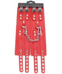 Красные кожаные оковы с двумя ремнями Crazy Handmade