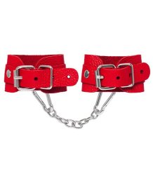 Узкие красные наручники из натуральной кожи Crazy Handmade
