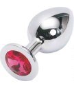 Подарочная большая анальная пробка Jewelry Butt Plug Silver Ruby серебряная с рубином