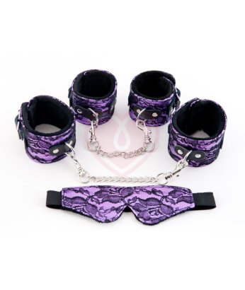 Кружевной набор с наручниками, оковами и маской ToyFa Marcus фиолетовый