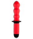 Большой рельефный анальный вибратор с ручкой ToyFa красный