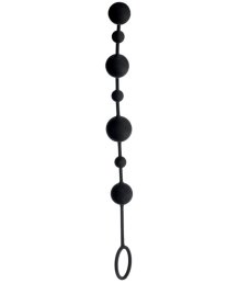 Длинная гибкая анальная цепочка с разными шариками Toyfa A-toys чёрная