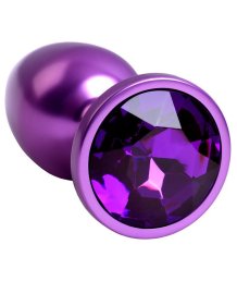 Маленькая анальная пробка с кристаллом ToyFa Metal фиолетовая