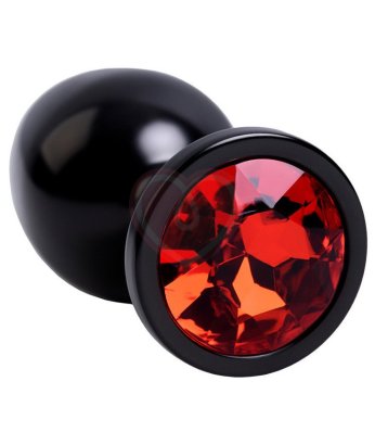 Анальная пробка с кристаллом ToyFa Metal чёрно-красная
