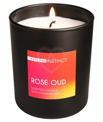 Свеча ароматическая с феромонами Natural Instinct Роза и уд 180 гр