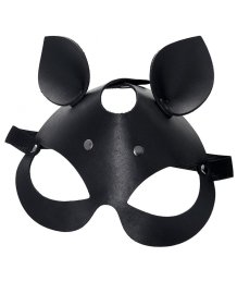 Открытая маска с кошачьими ушками Pecado BDSM черная