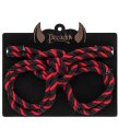 Наручники-оковы из хлопковой веревки Pecado BDSM Узел-альфа черно-красные