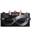 Открытая кожаная маска с кошачьими ушками Pecado BDSM черная