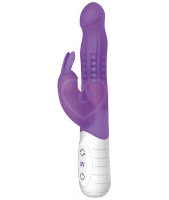 Вибратор хай-тёк с клиторальной стимуляцией Slim Shaft Rabbit фиолетовый