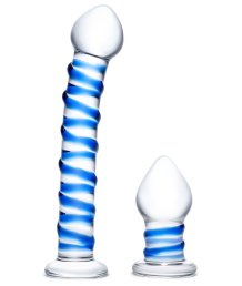 Набор из 2 стеклянных игрушек Glas Swirly Dildo & Butt Plug Set