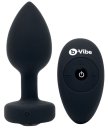 Вибропробка b-Vibe Vibrating Jewel Plug с кристаллом и пультом чёрная