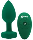 Вибропробка b-Vibe Vibrating Jewel Plug с кристаллом и пультом зелёная