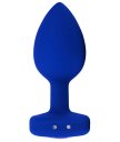 Вибропробка b-Vibe Vibrating Jewel Plug L/XL с кристаллом и пультом синяя