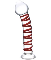 Стеклянный фаллоимитатор с красной спиралью Glas Mr.Swirly