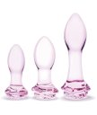 Набор стеклянных анальных пробок с розочками Glas Rosebud Butt Plug Set