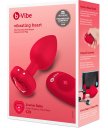 Анальная пробка с кристаллом сердцем и вибрацией b-Vibe Heart Shape Jewel Plug M/L красная